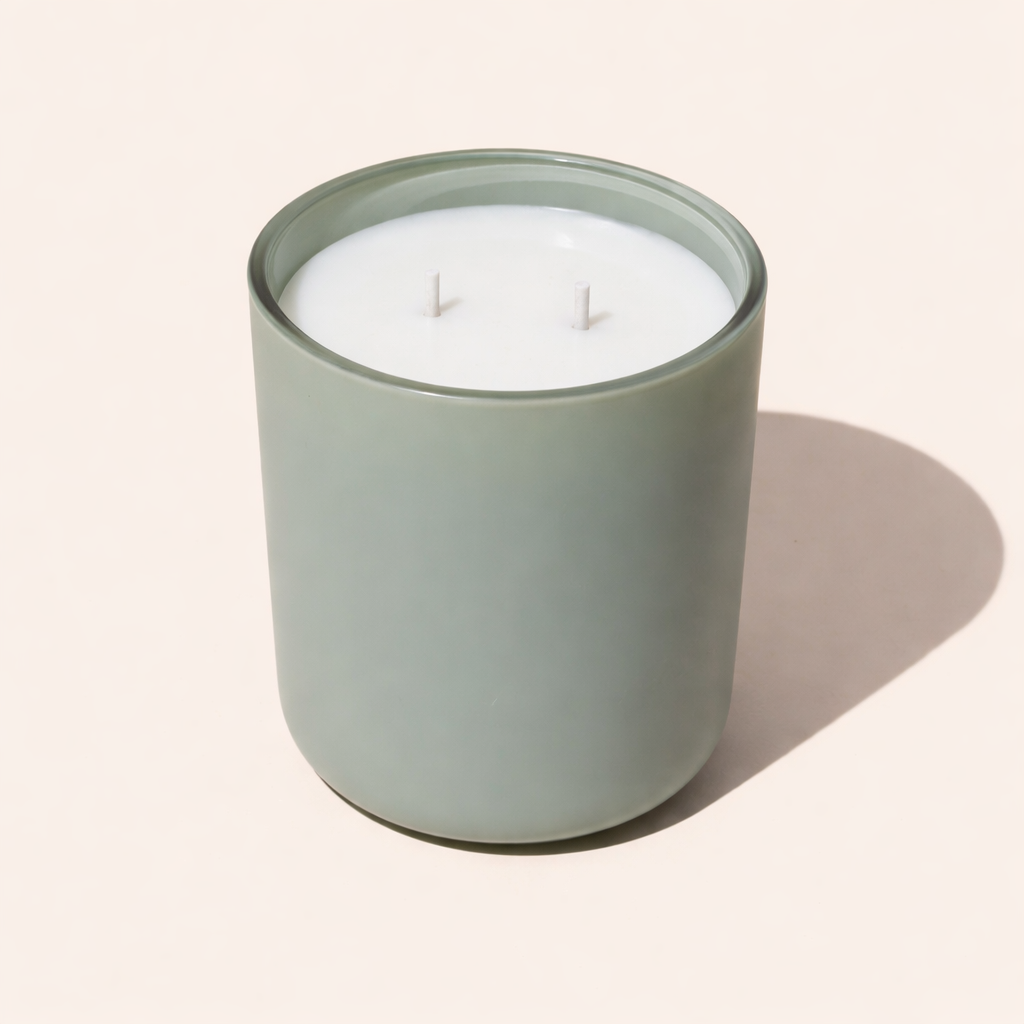 Stargaze candle in a sage green jar