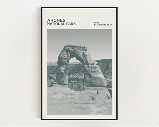 Arches National Park Poster, Print, Monochrome