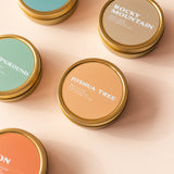 a collection of National Park themed travel tin candles